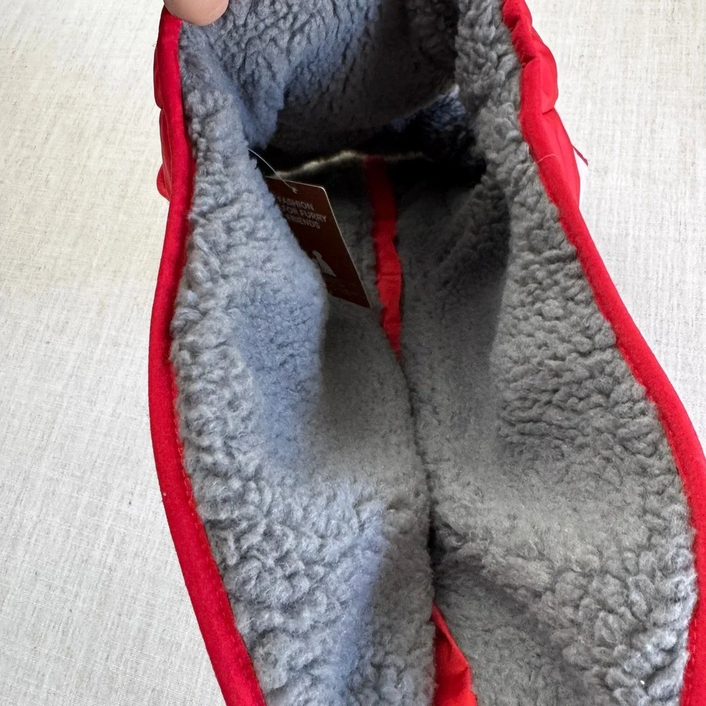 Fashion For Furry Friend XL Dog Puffer Vest Red Pink Sherpa Lined Harness D-Ring